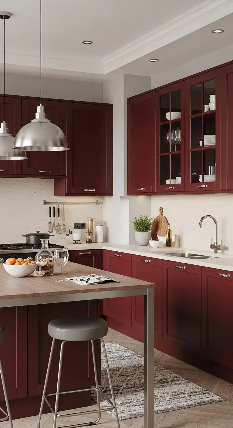 Kitchen Color Ideas: 20 Ways to Refresh the Heart of Your Home 20 19. Rich Burgundy for Bold Warmth