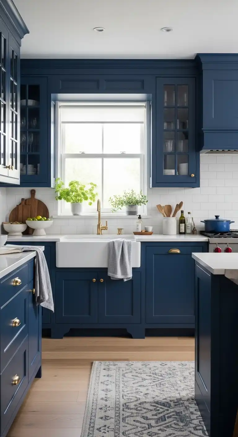 Kitchen Color Ideas: 20 Ways to Refresh the Heart of Your Home 3 2. Bold Navy Blue for Dramatic Elegance