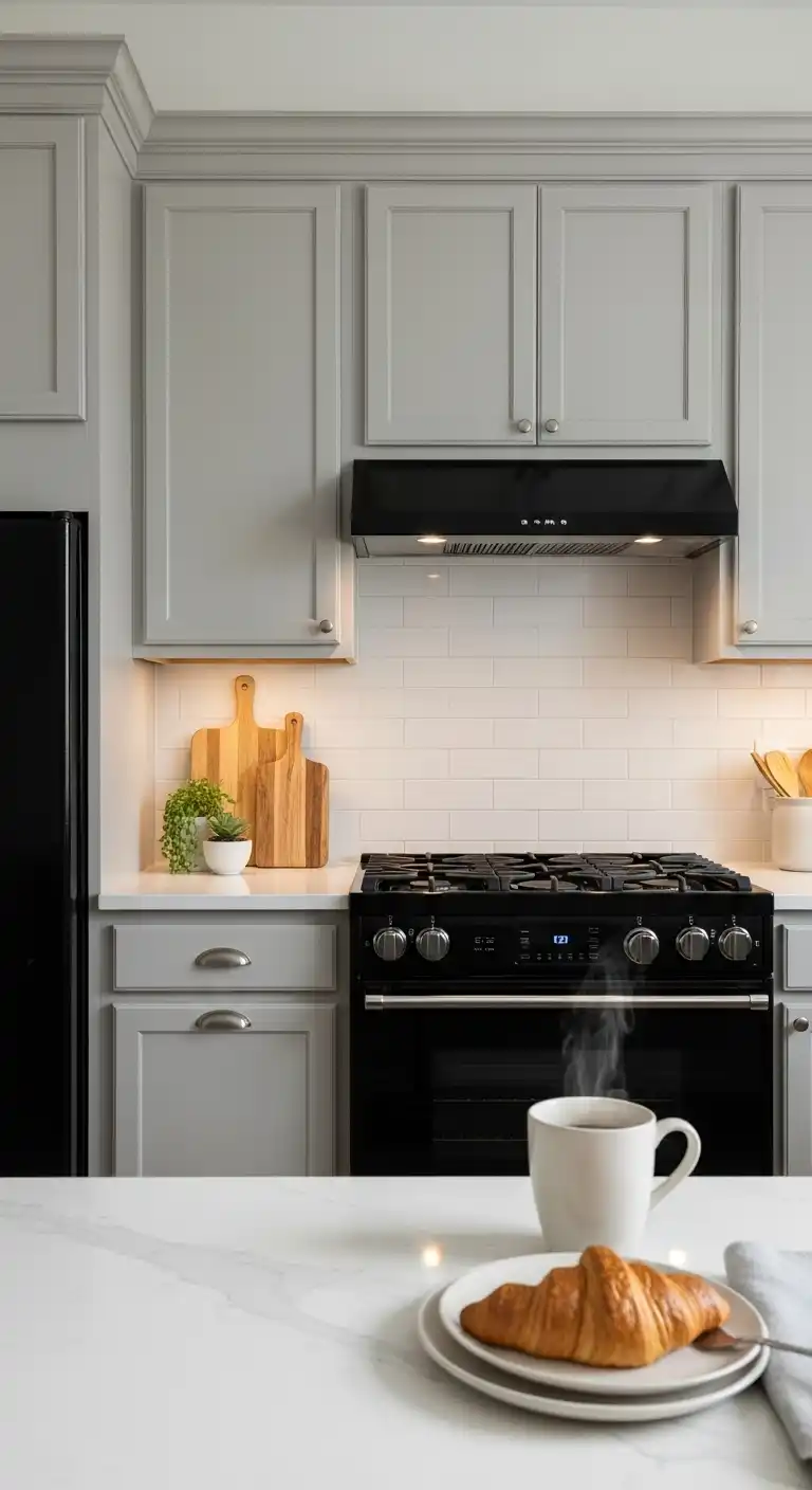 Kitchen Cabinet Color Ideas with Black Appliances: 20 Trendy Picks 3 2. Light Gray Cabinets