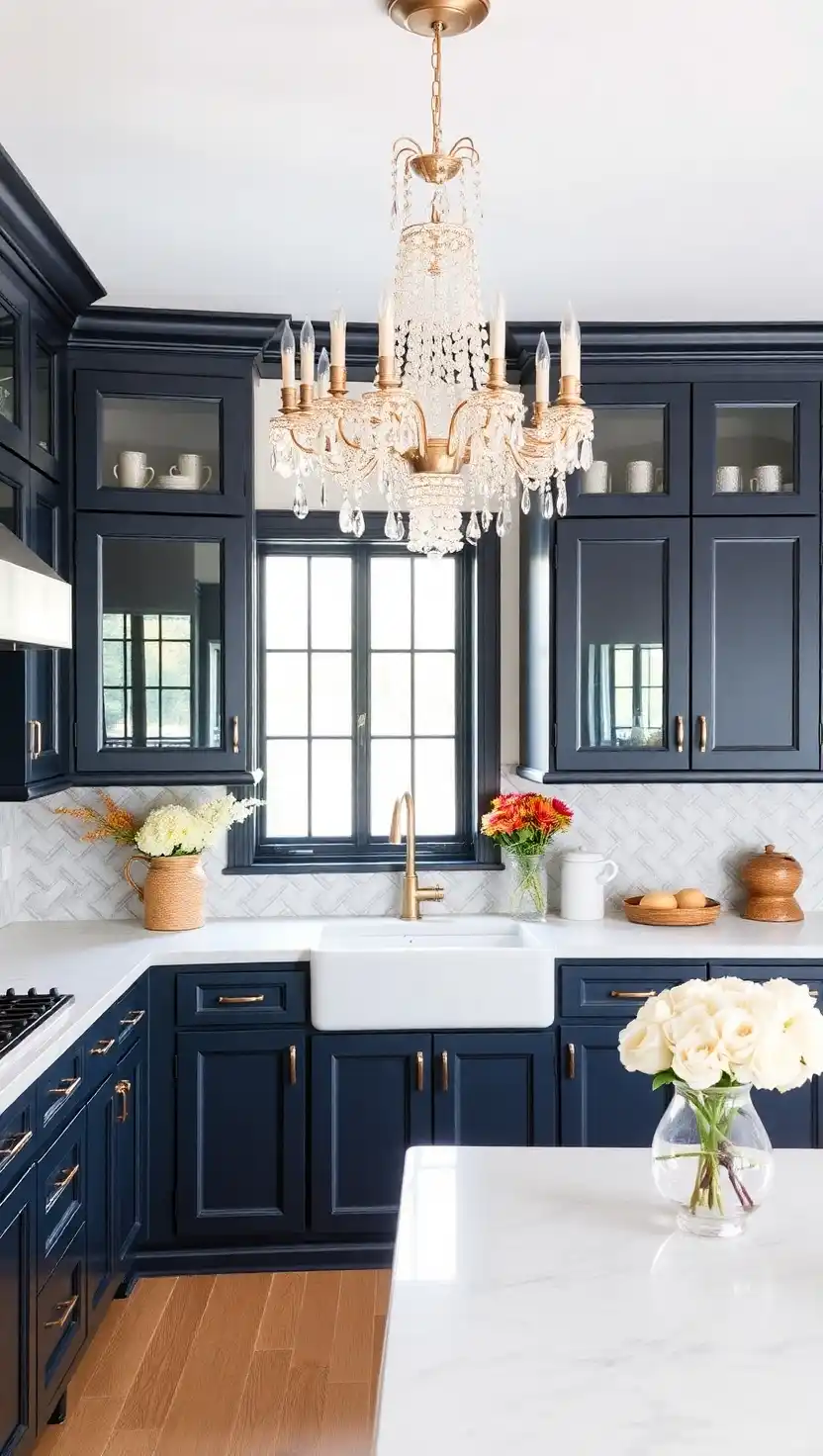 Timeless and Trendy: 25 Kitchen Cabinet Color Ideas Dark Blue 22 21. Chandeliers