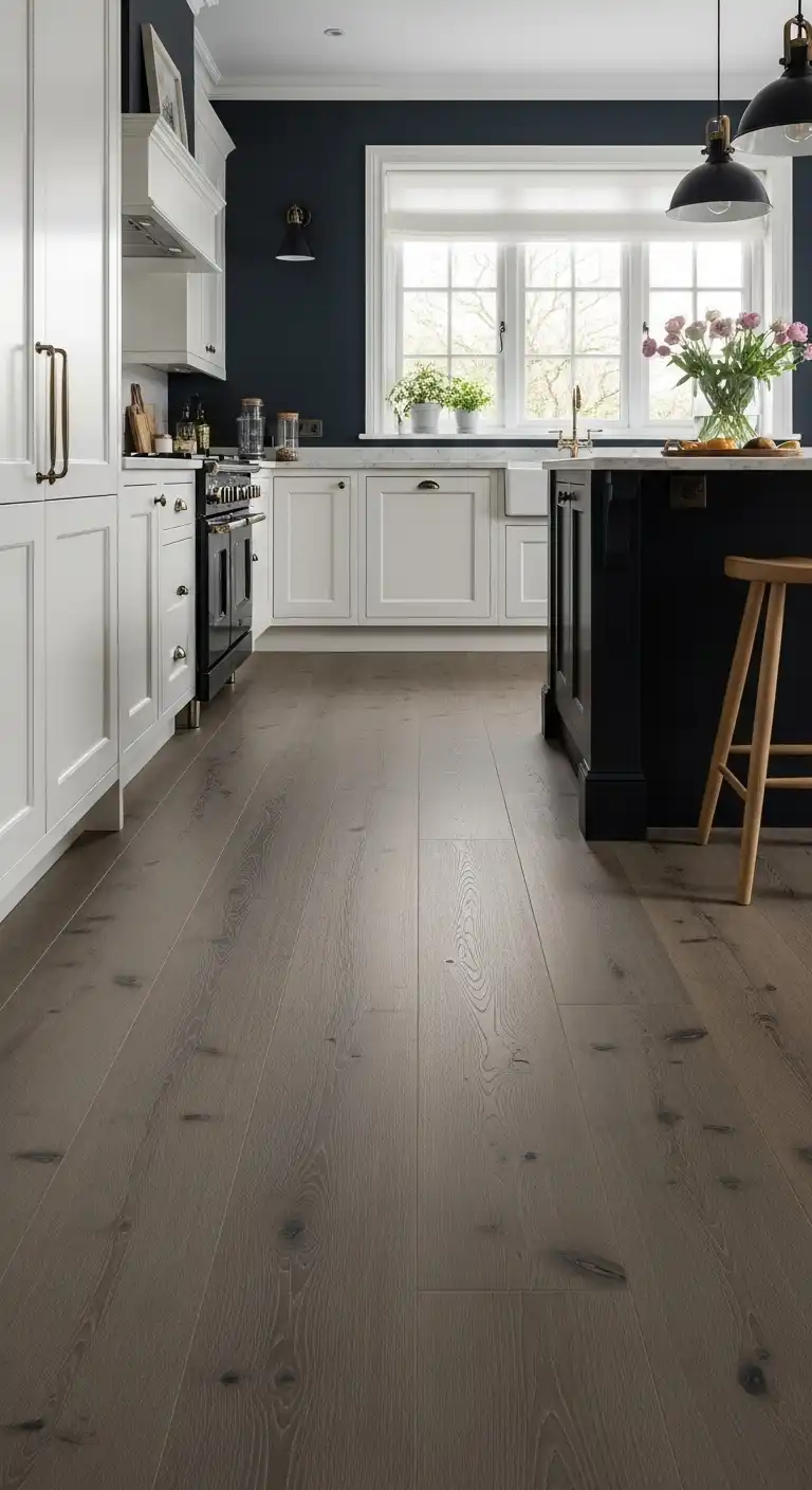 22 Stylish Grey Kitchen Flooring Ideas for a Sophisticated Look 23 22. Grey Oak Plank Flooring