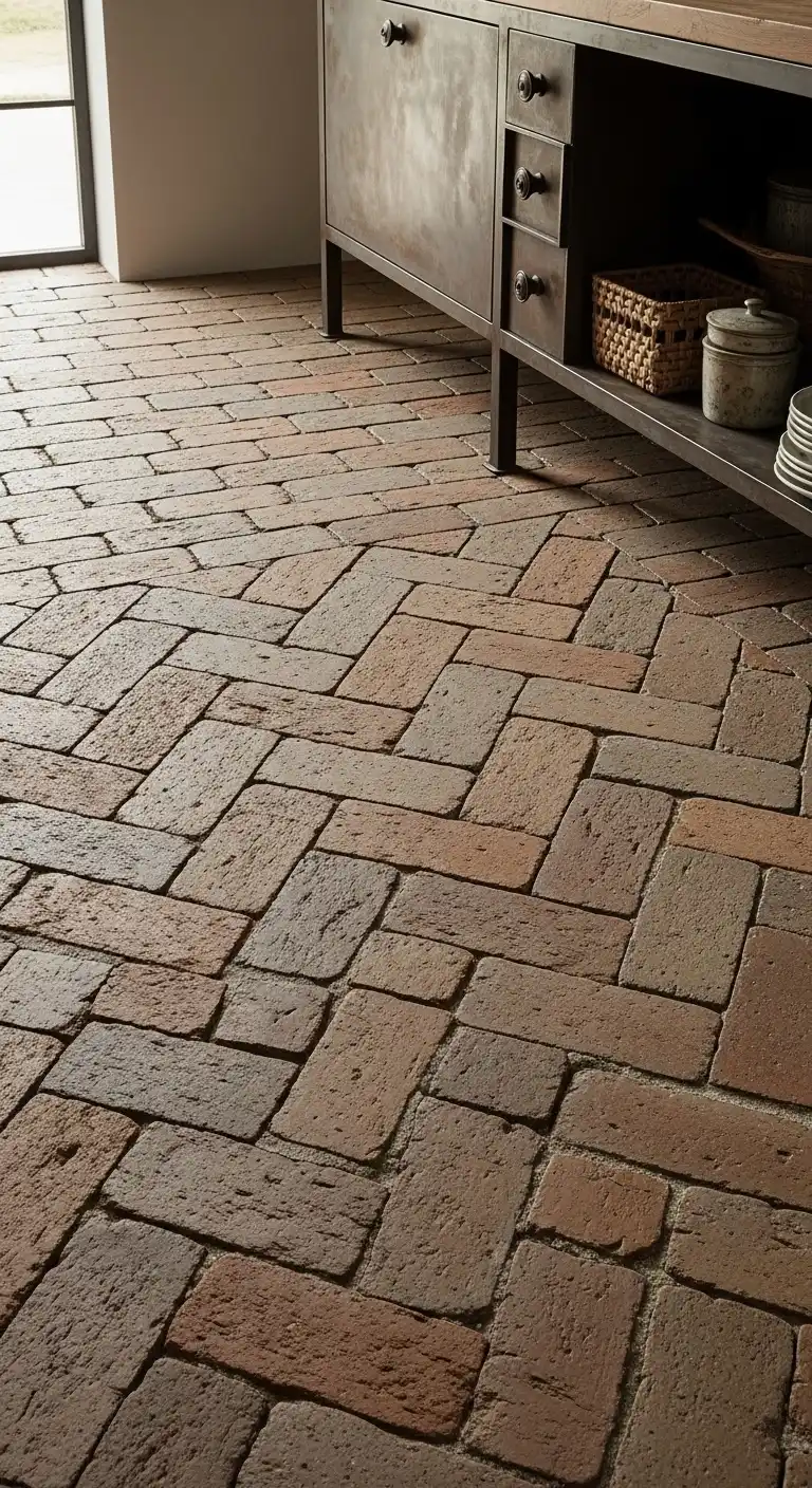 18 Industrial Kitchen Flooring Ideas for a Chic and Raw Aesthetic 4 3. Brick Flooring
