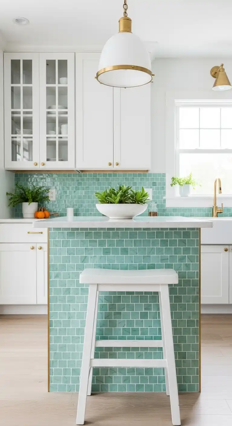 4 Mint Green Mosaic Tiles