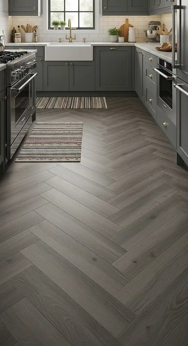 22 Stylish Grey Kitchen Flooring Ideas for a Sophisticated Look 5 4. Grey Laminate Flooring