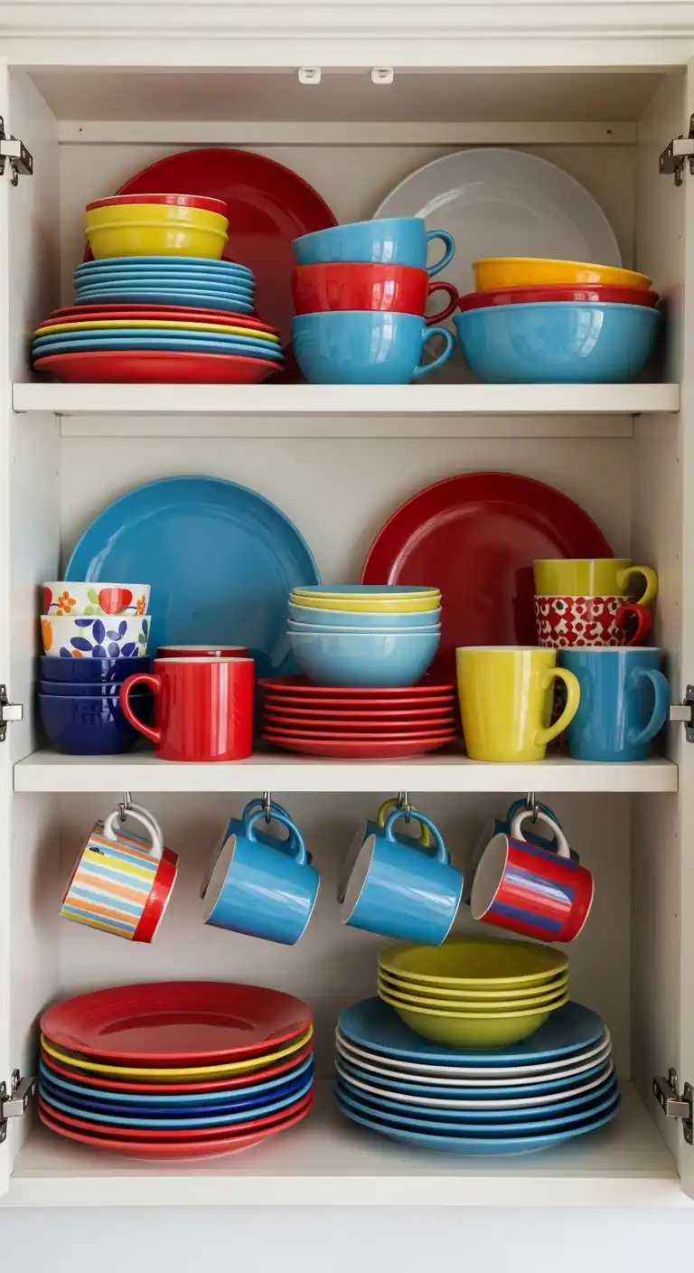 From Dull to Delightful: 19 Easy Ways to Add Color to Kitchen 5 4. Introduce Colorful Dishware