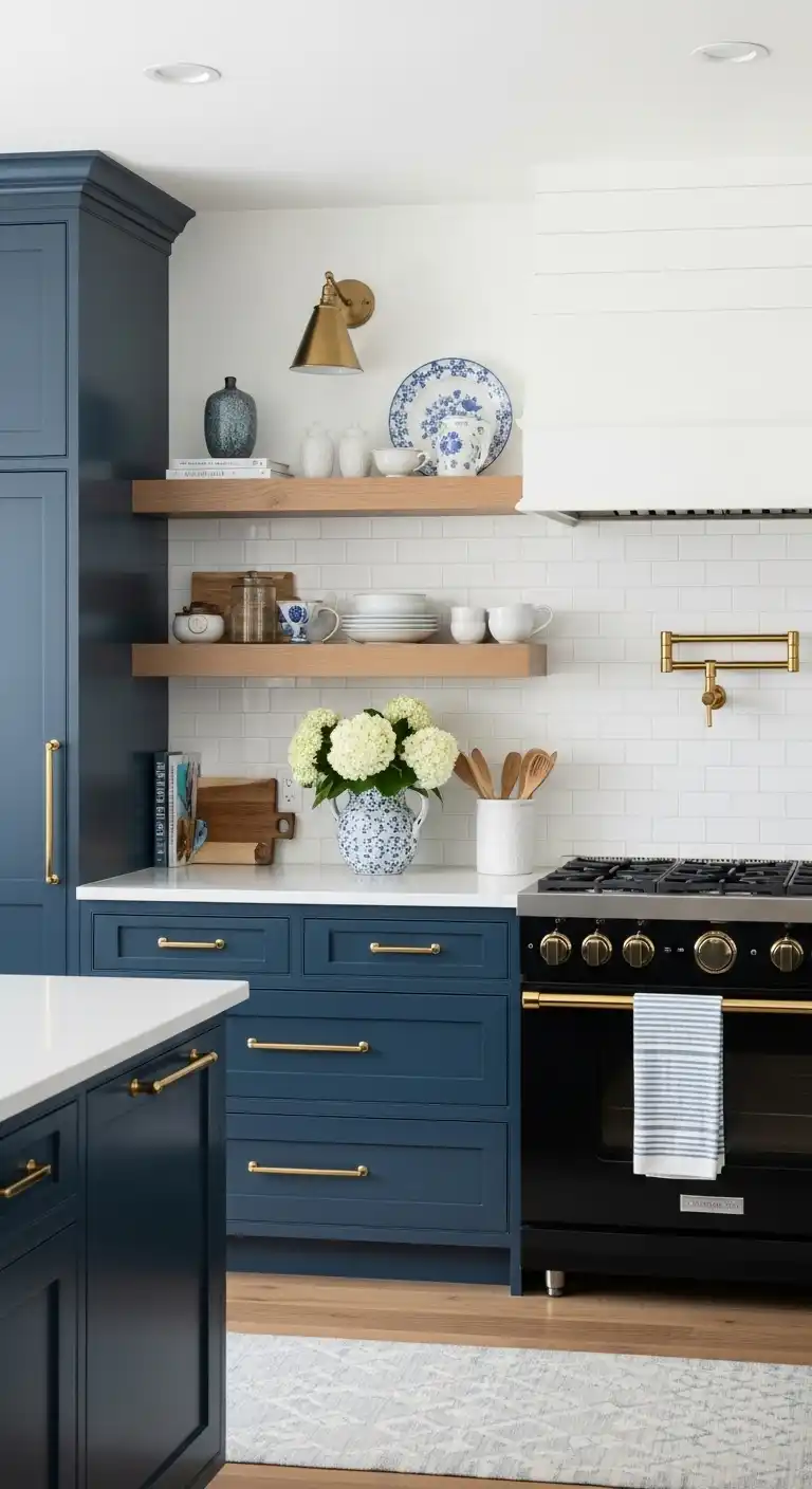 Kitchen Cabinet Color Ideas with Black Appliances: 20 Trendy Picks 5 4. Navy Blue Cabinets