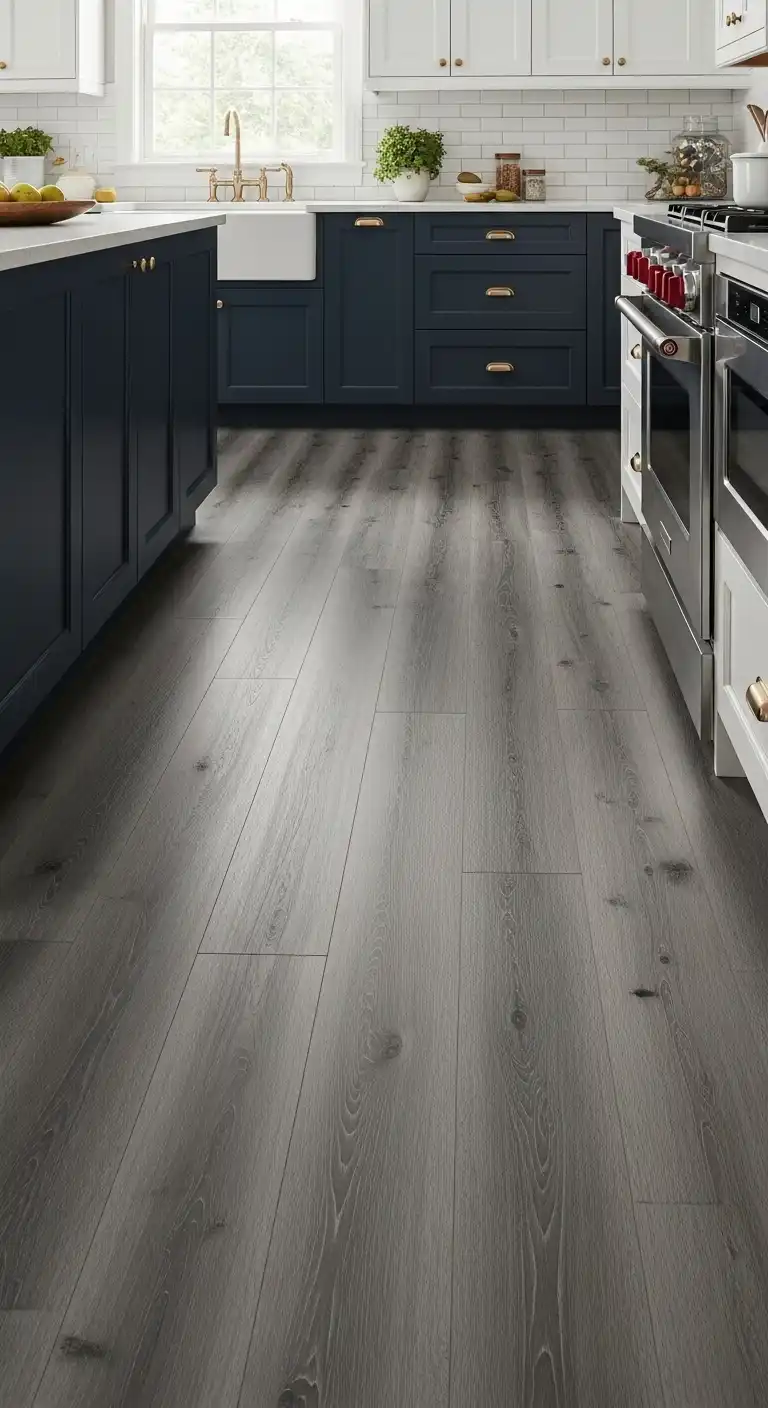 22 Stylish Grey Kitchen Flooring Ideas for a Sophisticated Look 6 5. Grey Vinyl Plank Flooring