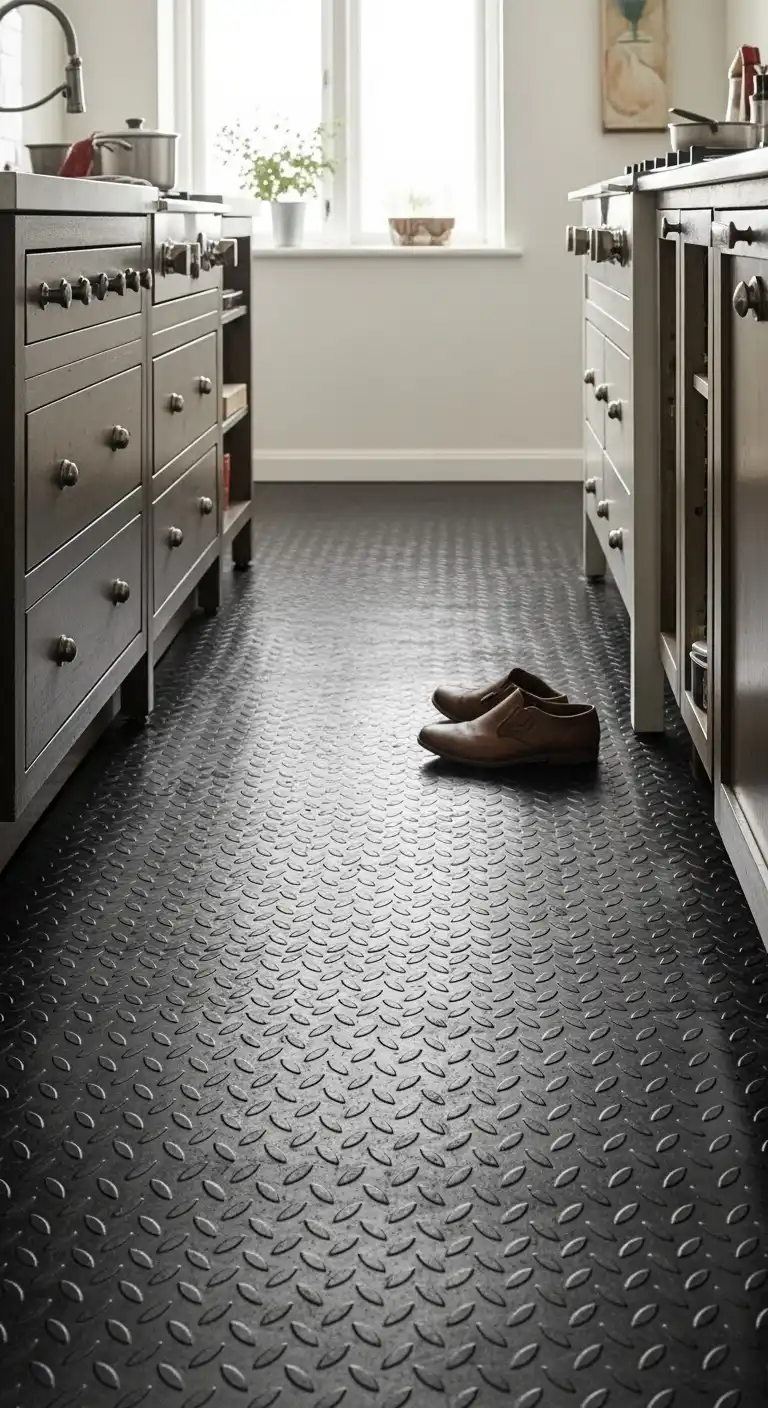 18 Industrial Kitchen Flooring Ideas for a Chic and Raw Aesthetic 6 5. Rubber Flooring