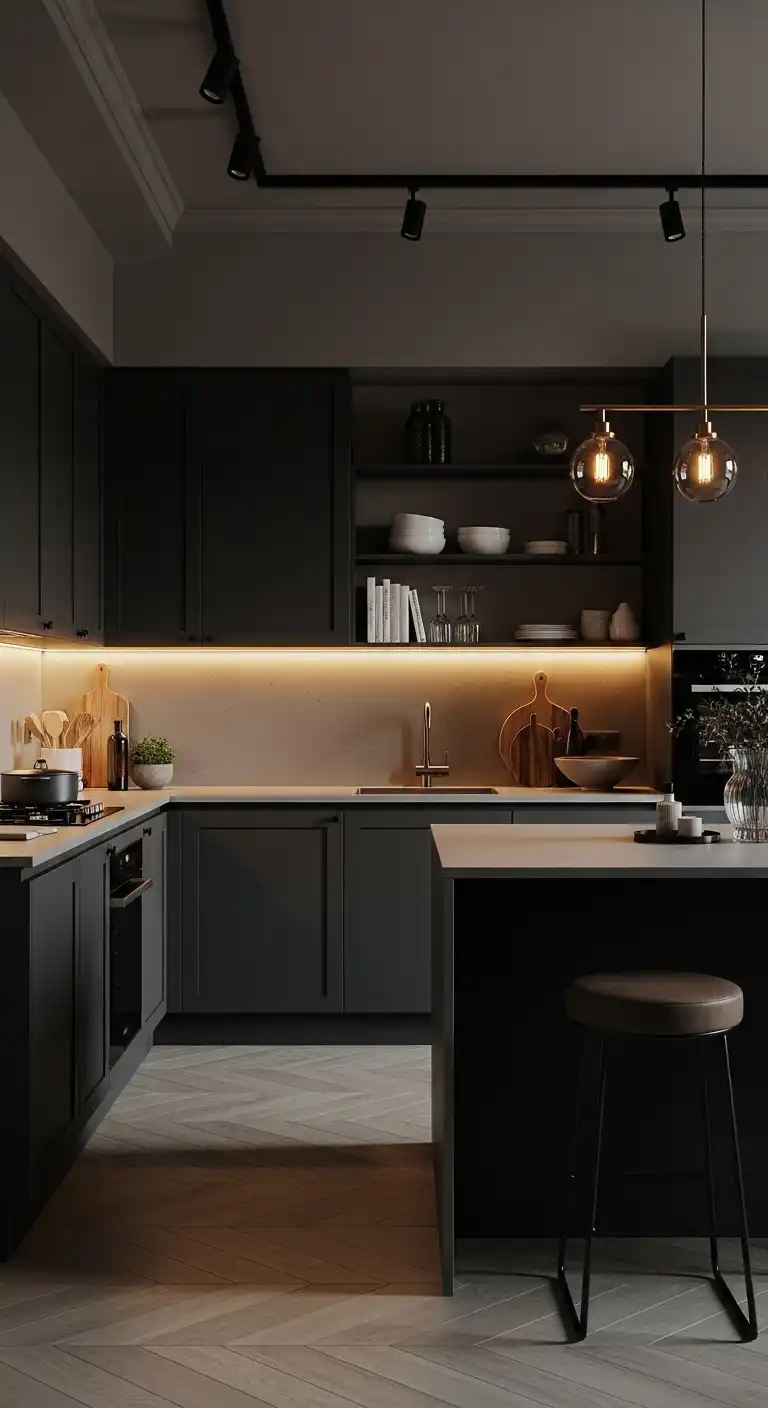 Kitchen Color Ideas: 20 Ways to Refresh the Heart of Your Home 7 6. Moody Charcoal for Modern Sophistication