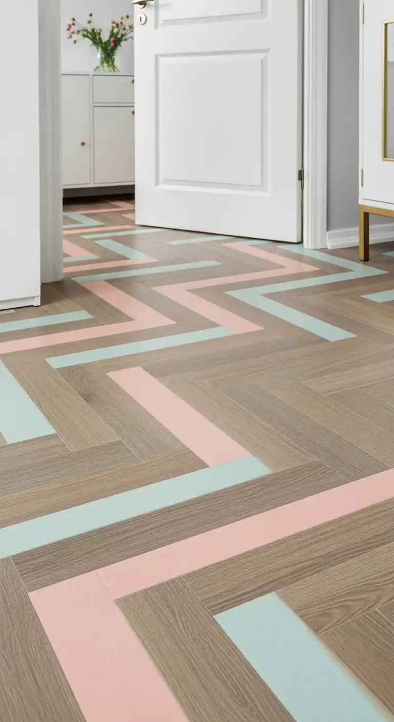 7 Herringbone Wood with Color Accents