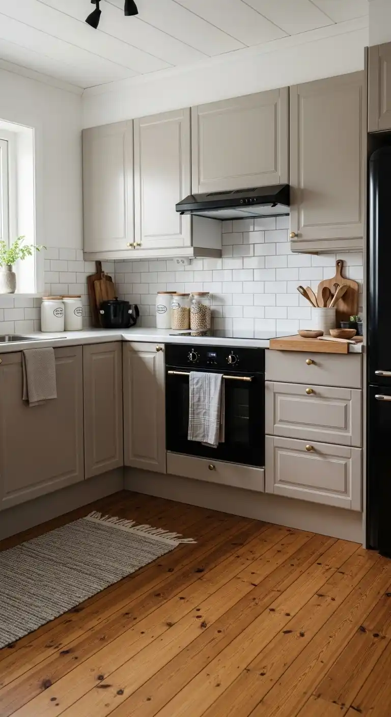 Kitchen Cabinet Color Ideas with Black Appliances: 20 Trendy Picks 8 7. Beige Cabinets