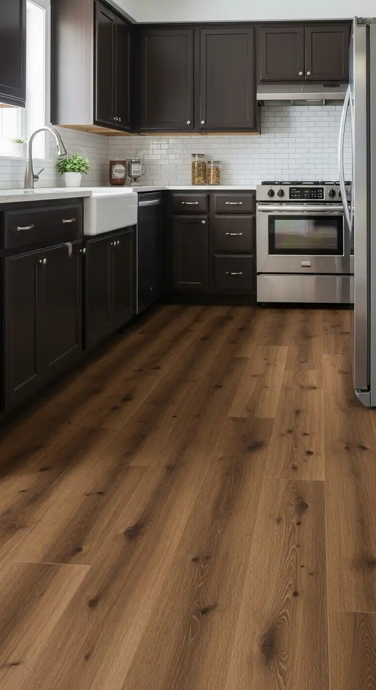 17 Best Galley Kitchen Flooring Ideas for a Sleek and Practical Design 8 7. Laminate for Budget Friendly Style