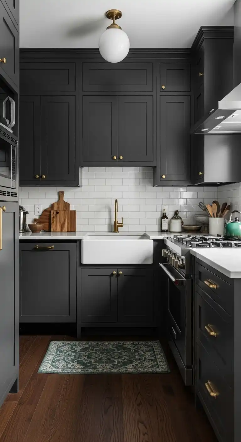 Small Kitchen Color Ideas: 15 Stylish Ways to Refresh Your Cooking Space 8 7. Moody Charcoal Drama