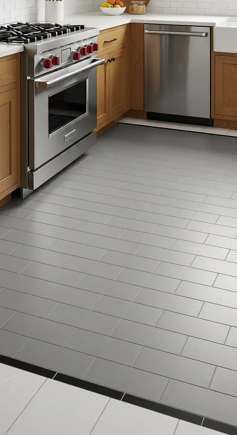 22 Stylish Grey Kitchen Flooring Ideas for a Sophisticated Look 9 8. Matte Grey Subway Tiles