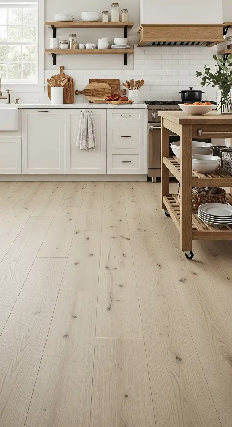 18 Elegant Kitchen Flooring Ideas for a Timeless and Luxurious Space 10 9 Blonde Wood Planks