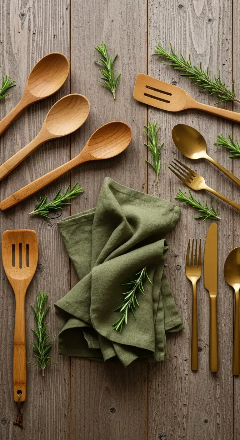 A flat lay of kitchen styling elements 1
