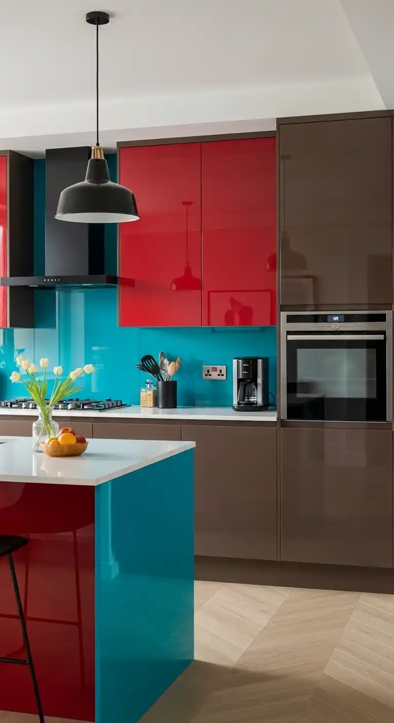 Kitchen Color Ideas for Brown Cabinets: 23 Stylish Choices 22 Acrylic Finishes for a Glossy Pop
