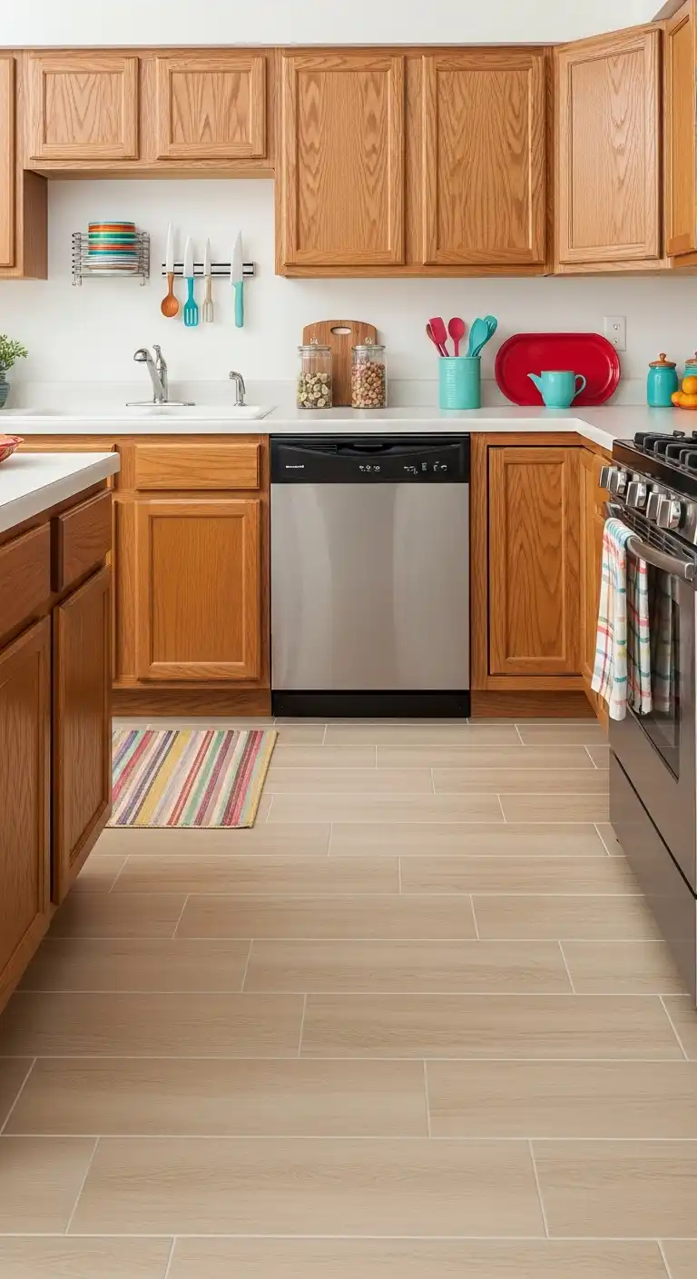 Kitchen Color Ideas for Brown Cabinets: 23 Stylish Choices 11 Beige Flooring for a Neutral Foundation