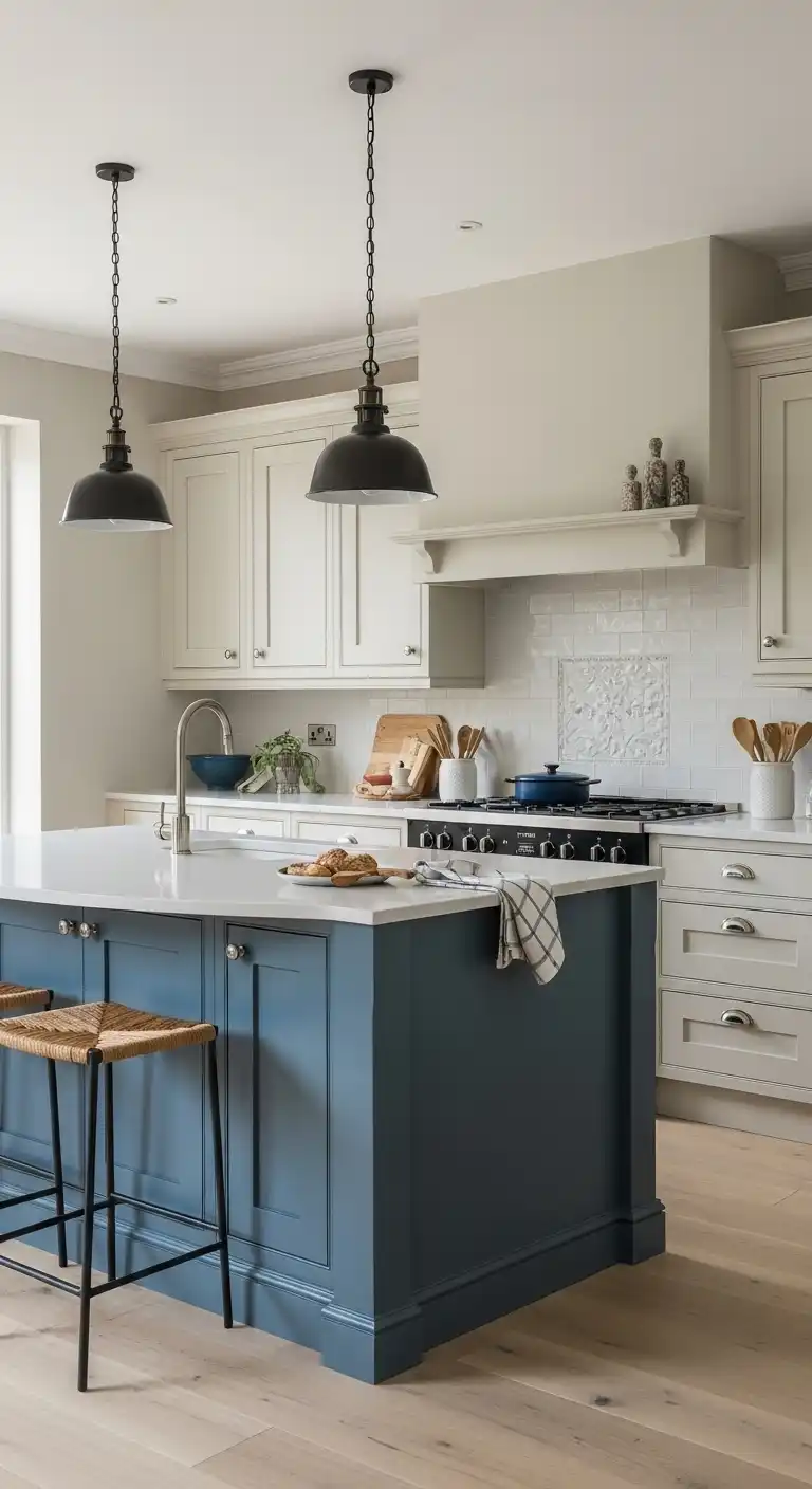 Earthy Neutrals Farmhouse Kitchen Color Scheme: 15 Soothing Palettes 6 Buttery Cream and Slate Blue