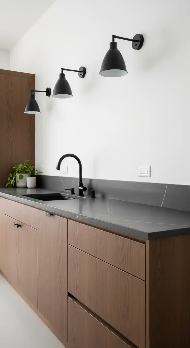 Kitchen Color Ideas for Brown Cabinets: 23 Stylish Choices 8 Charcoal Gray Countertops for Modern Depth