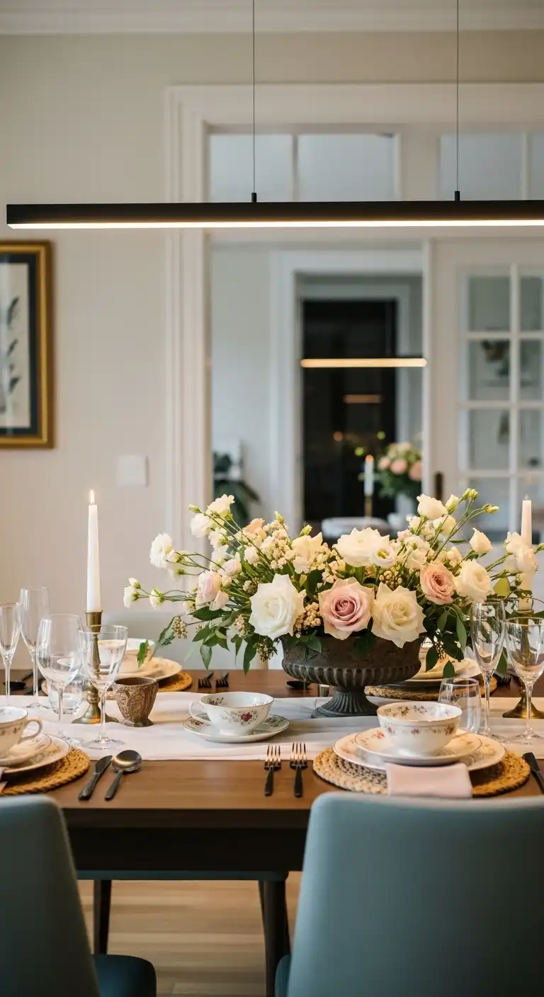 Conversational Dining Table Setup