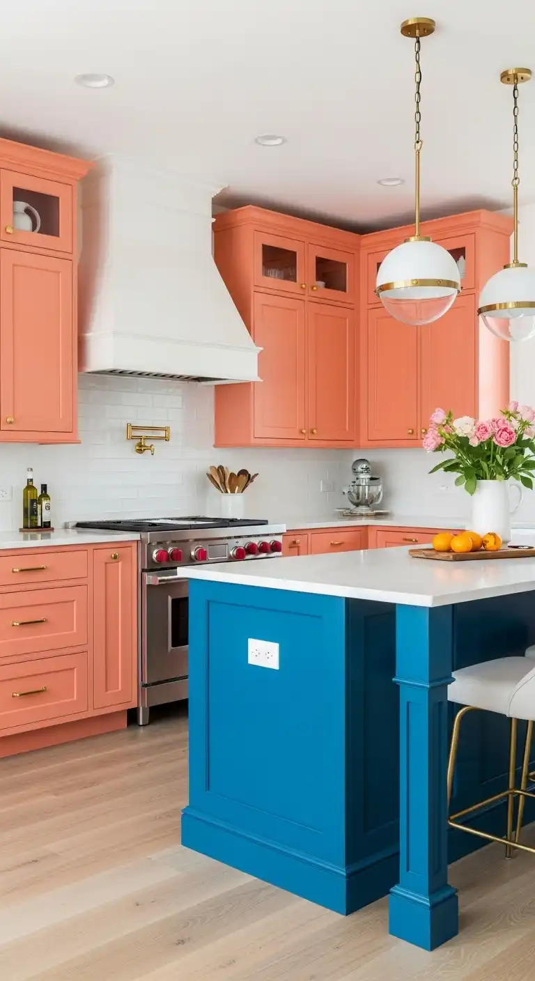 Coral Cabinets for a Bold Statement