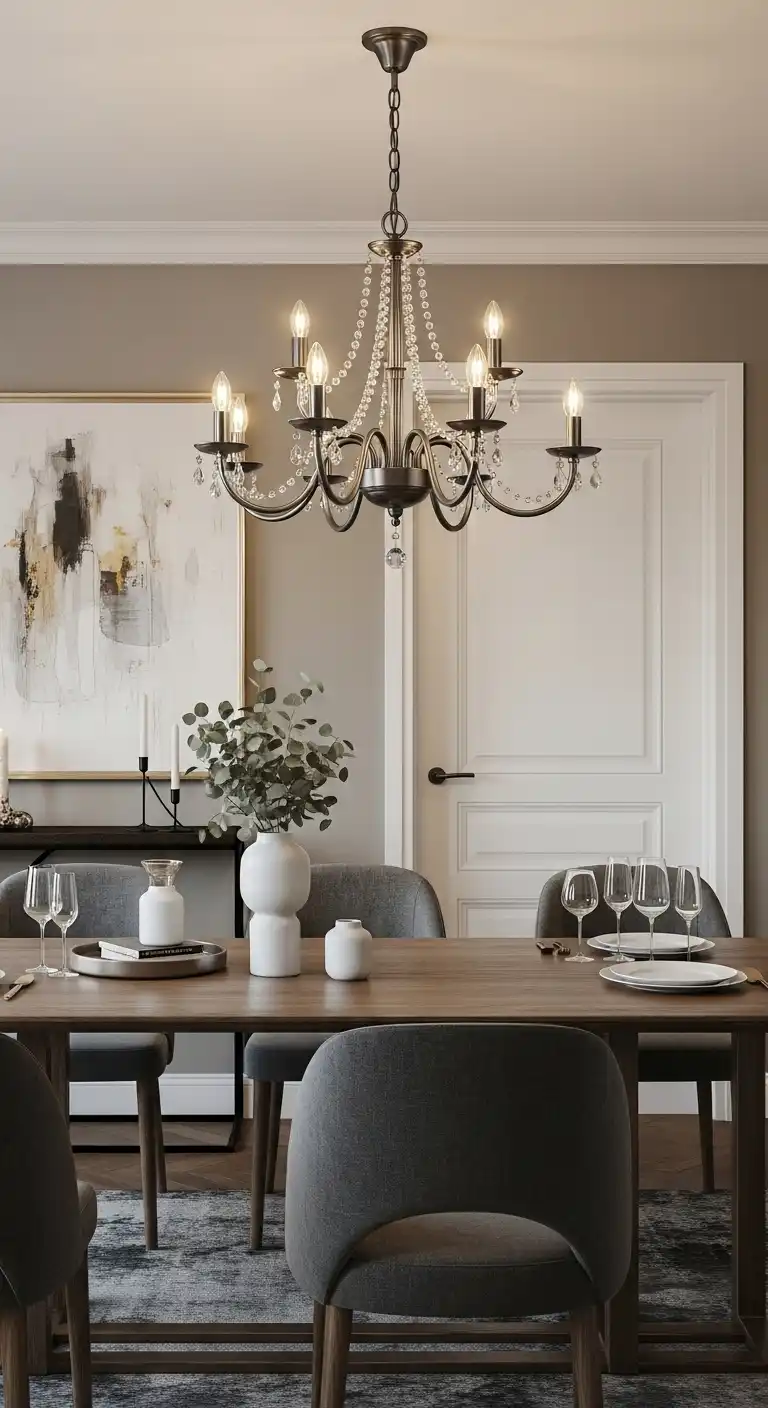 Elegant Dining Room with a Modern Chandelier