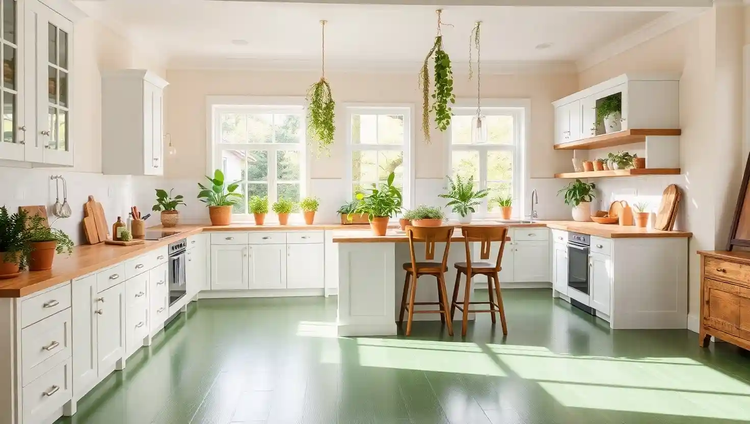 20 Refreshing Green Kitchen Flooring Ideas For A Nature-Inspired Touch