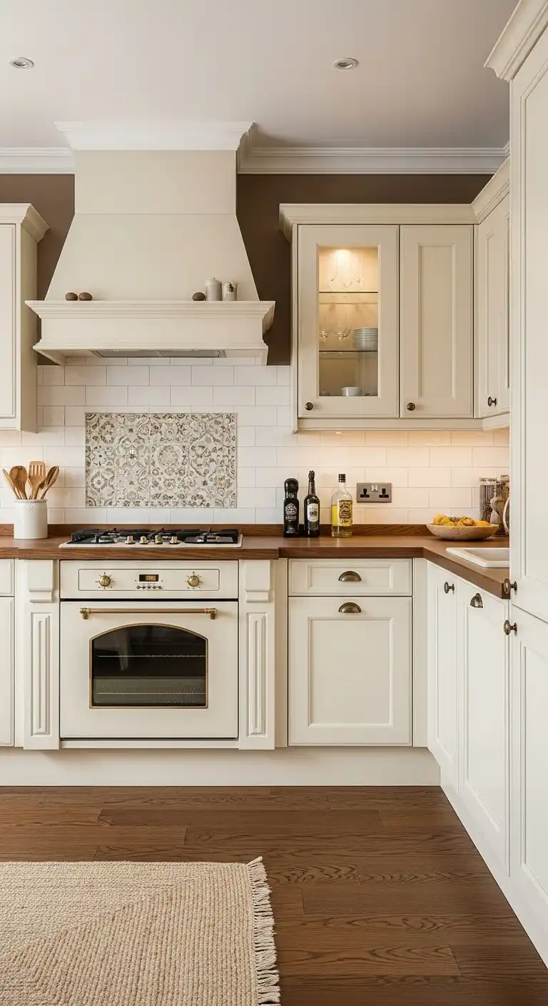Timeless Style: 18 Evergreen Food Kitchen Cabinet Color Combinations 16 Ivory Cream and Nutmeg Brown