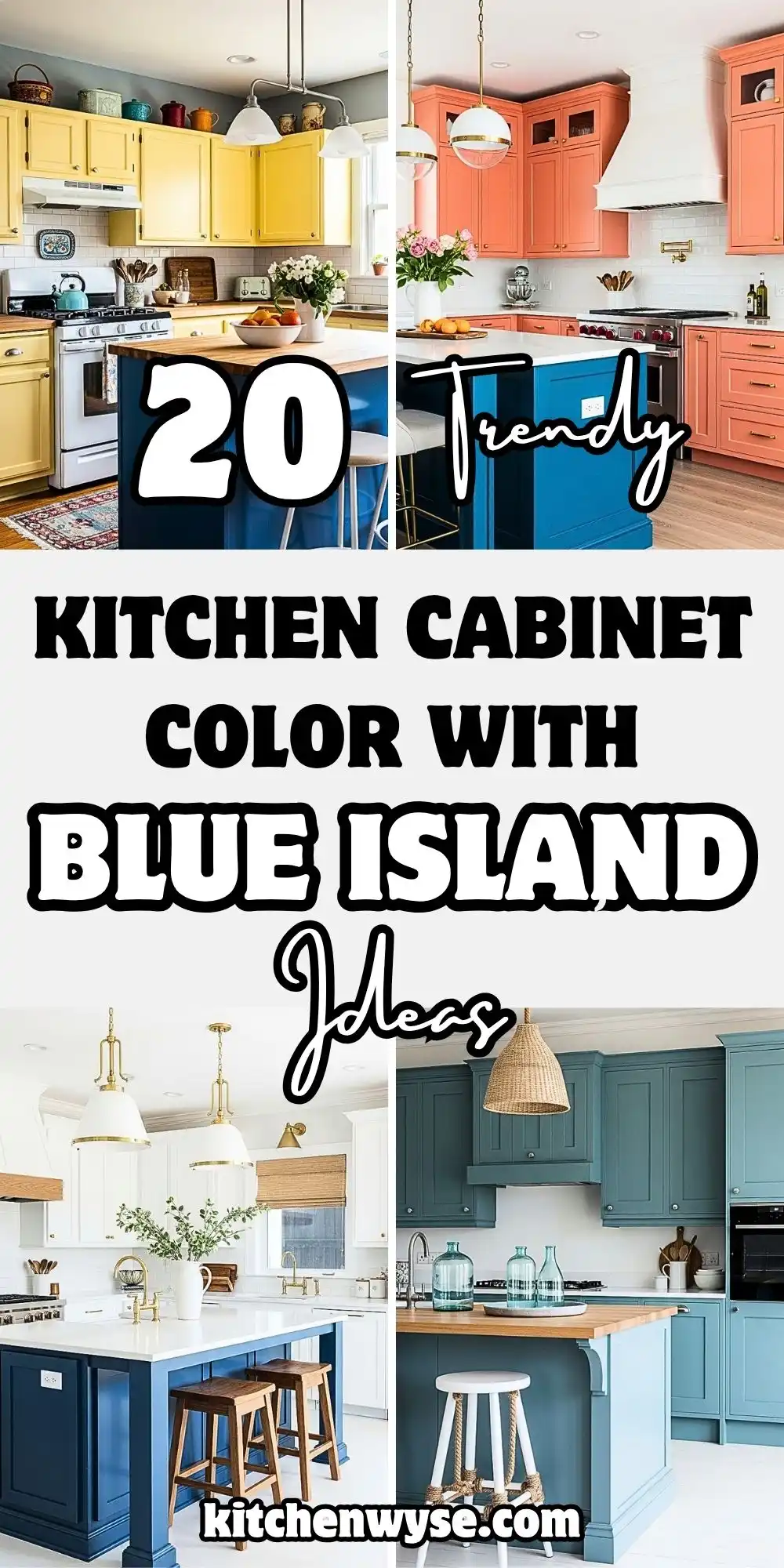 Kitchen Cabinet Color Ideas with Blue Island