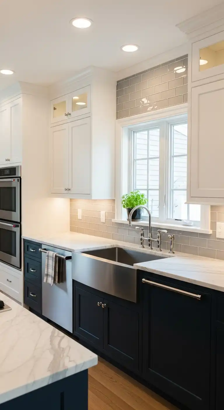 Kitchen with two-tone cabinetry