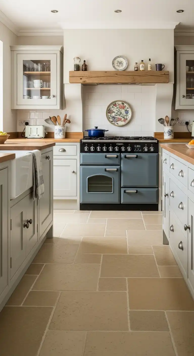 17 Elegant Kitchen Limestone Flooring Ideas for a Natural Finish 14 Limestone in a Cottage Style Kitchen