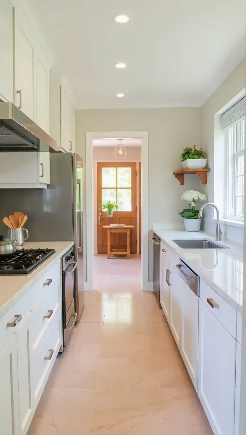 17 Elegant Kitchen Limestone Flooring Ideas for a Natural Finish 11 Limestone in a Galley Kitchen
