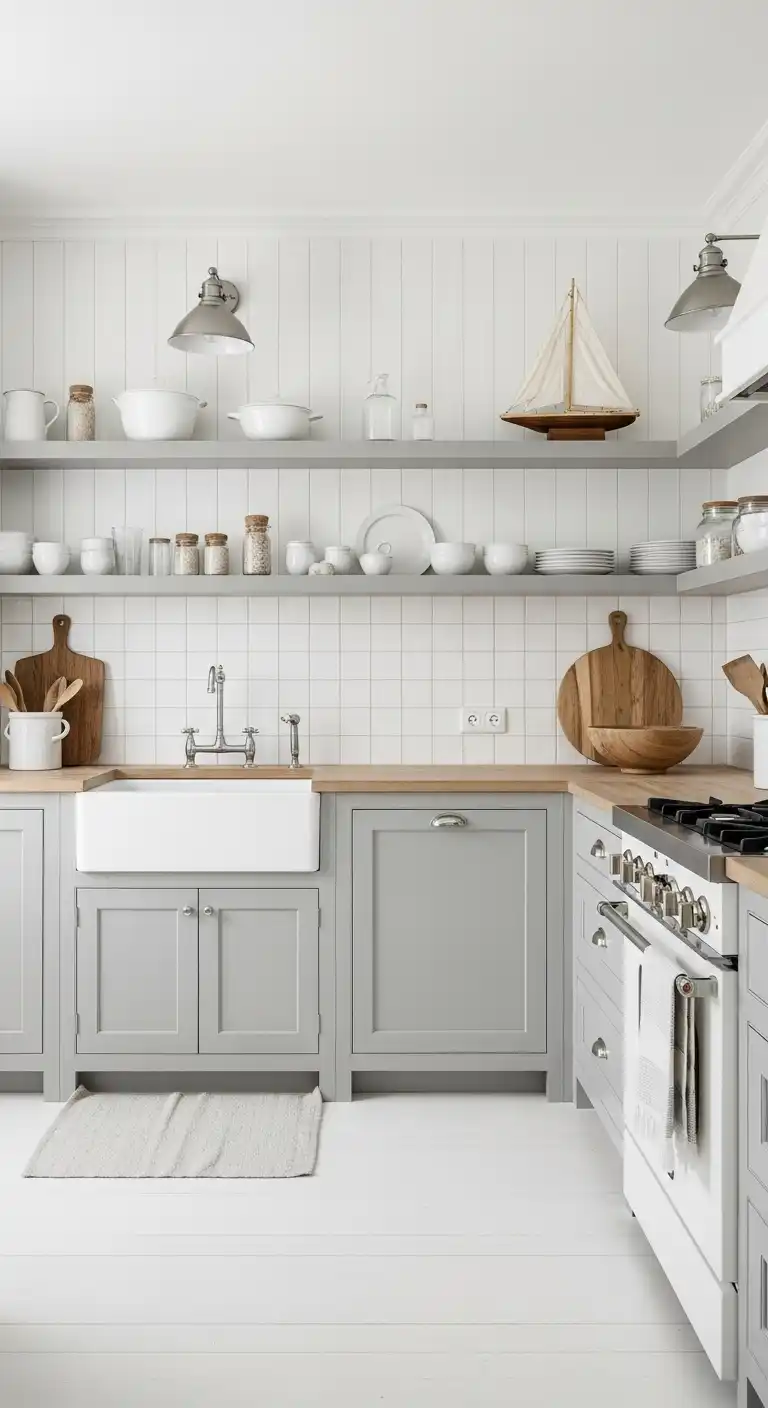 Earthy Neutrals Farmhouse Kitchen Color Scheme: 15 Soothing Palettes 5 Linen White and Driftwood Gray
