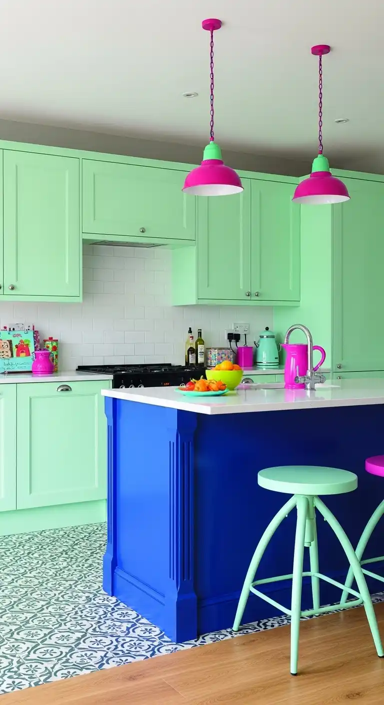 Mint Green Cabinets for a Playful Pop