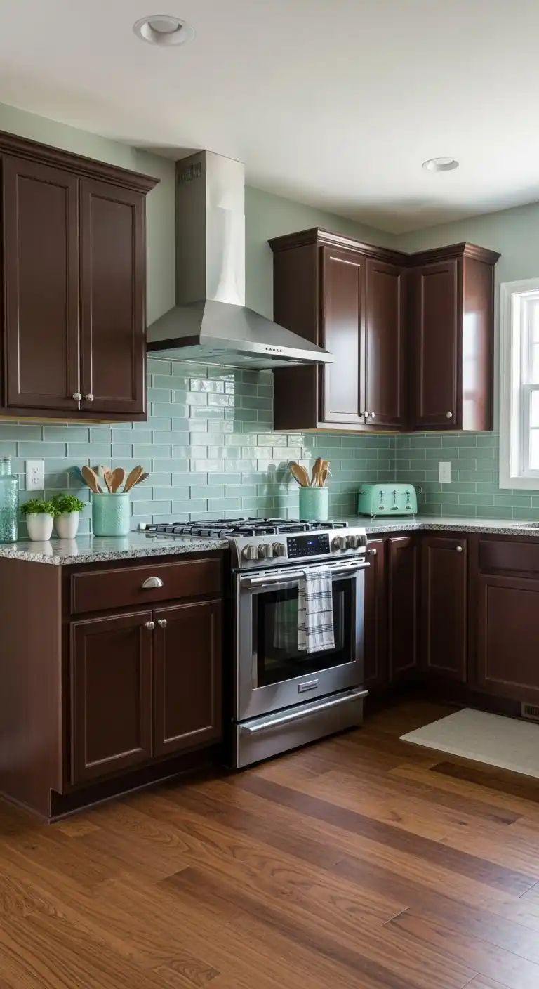 Timeless Style: 18 Evergreen Food Kitchen Cabinet Color Combinations 7 Mocha Brown and Fresh Mint