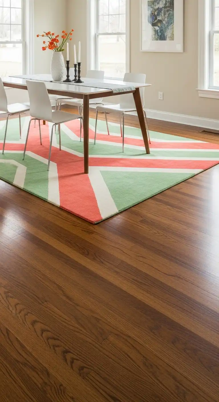 Modern Rug Contrast with Hardwood