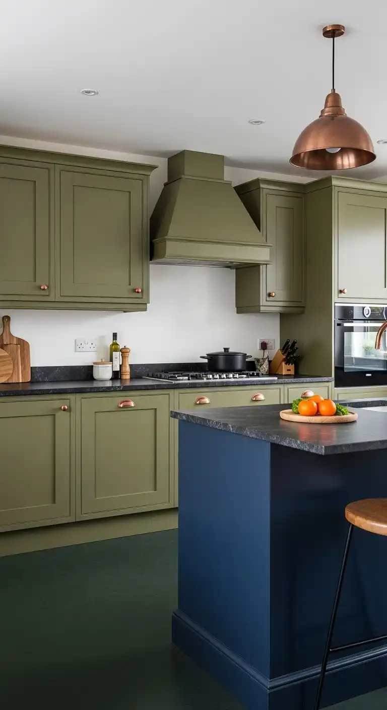 Olive Green Cabinets for a Bold Twist