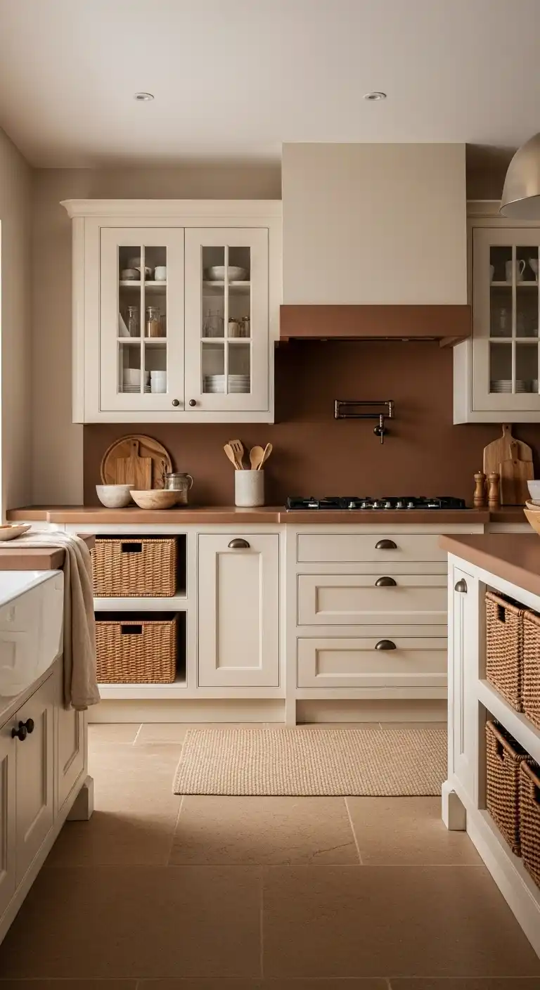 Earthy Neutrals Farmhouse Kitchen Color Scheme: 15 Soothing Palettes 4 Sandy Ivory and Clay Brown