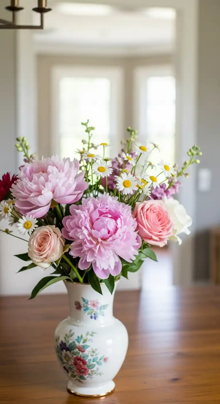 Seasonal Flower Arrangement in Vintage Vase