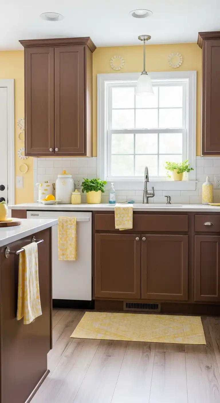 Kitchen Color Ideas for Brown Cabinets: 23 Stylish Choices 7 Soft Yellow Accents for a Sunny Vibe