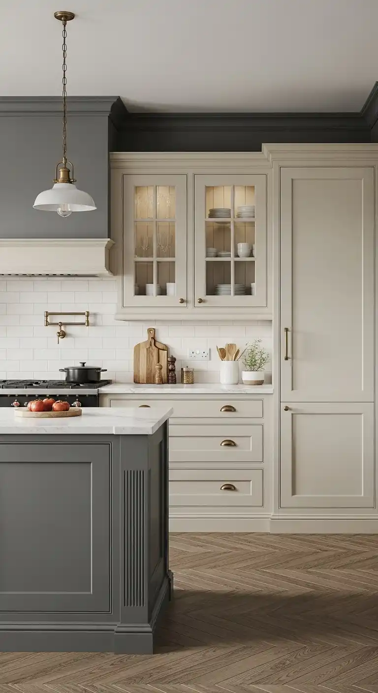 Earthy Neutrals Farmhouse Kitchen Color Scheme: 15 Soothing Palettes 11 Stone Gray and Warm Ivory