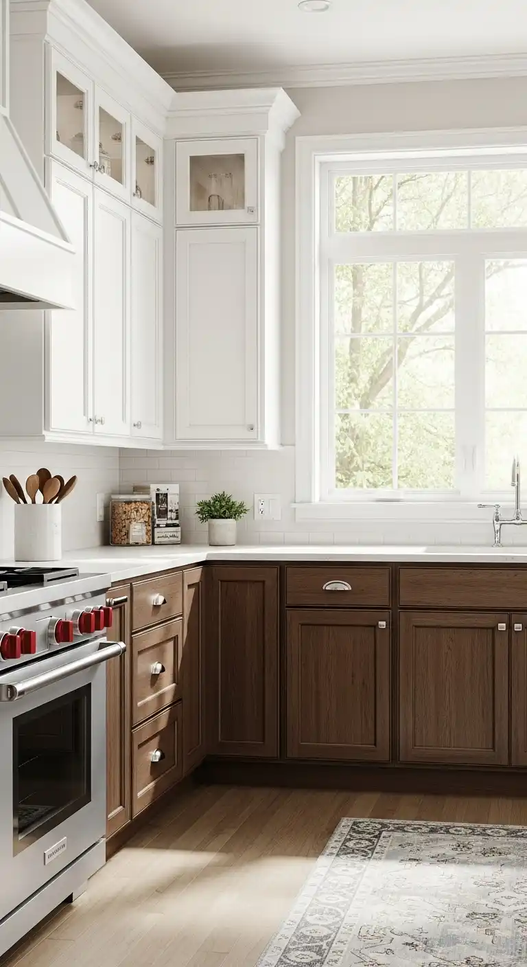 13 Stylish Kitchen Cabinet Color Ideas Two Tone Brown and White 2 Understanding the Power of Two-Tone Cabinets