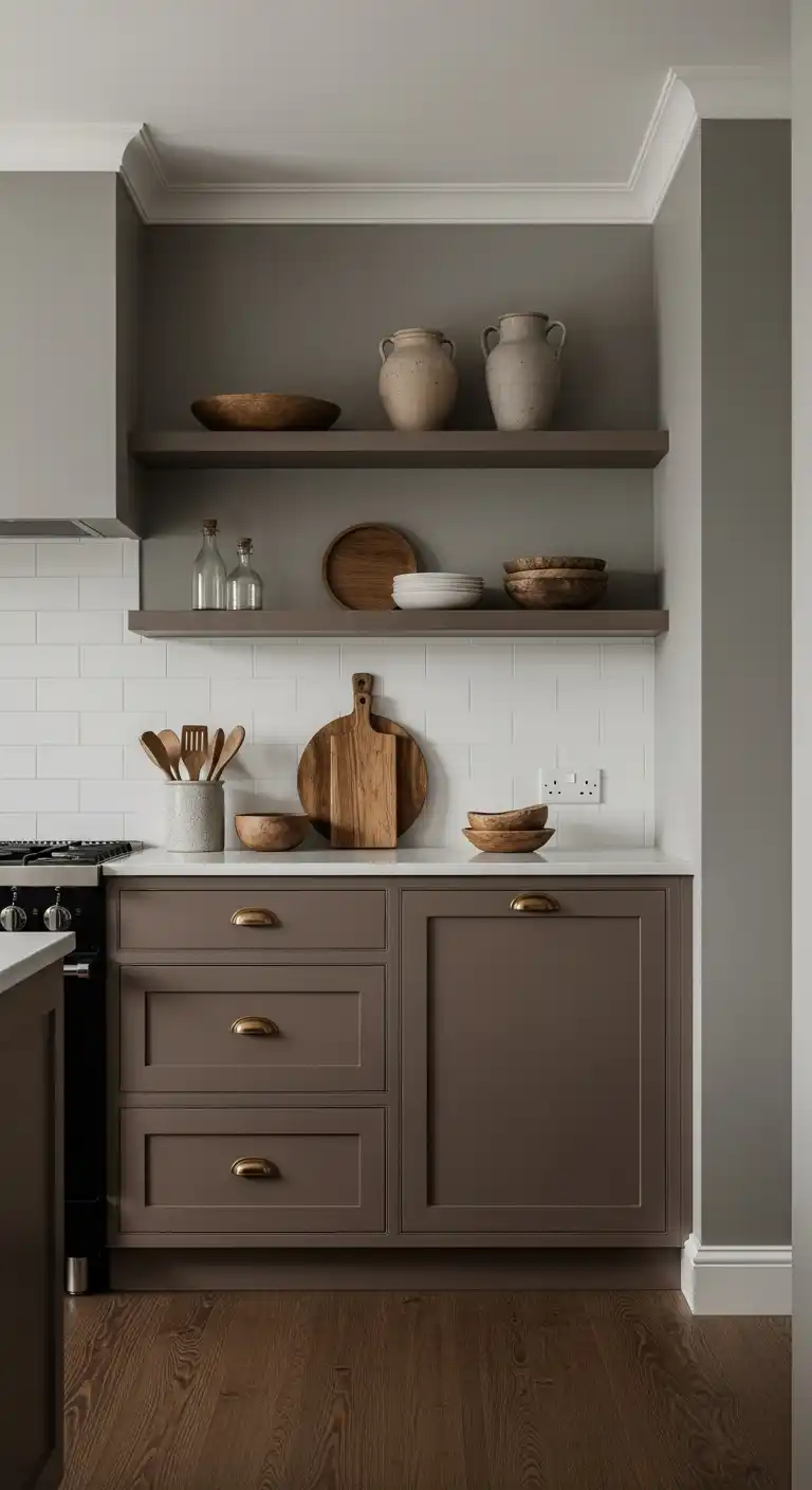 Earthy Neutrals Farmhouse Kitchen Color Scheme: 15 Soothing Palettes 7 Warm Gray and Soft Mocha