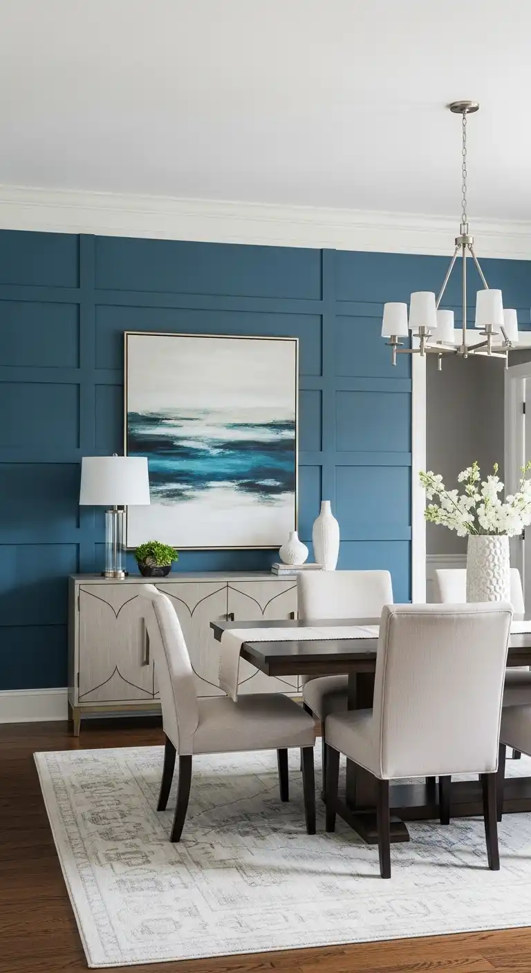 accent wall in ocean blue