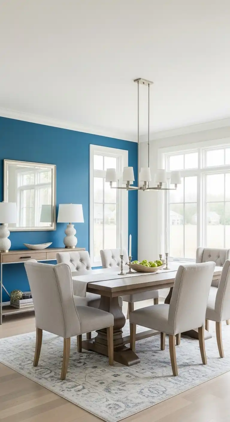 bold ocean blue accent wall