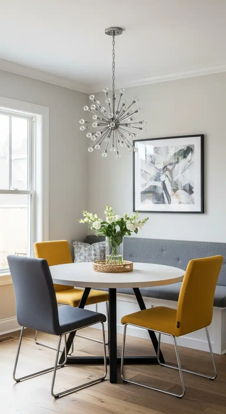 10 Add a statement small chandelier to define the dining area
