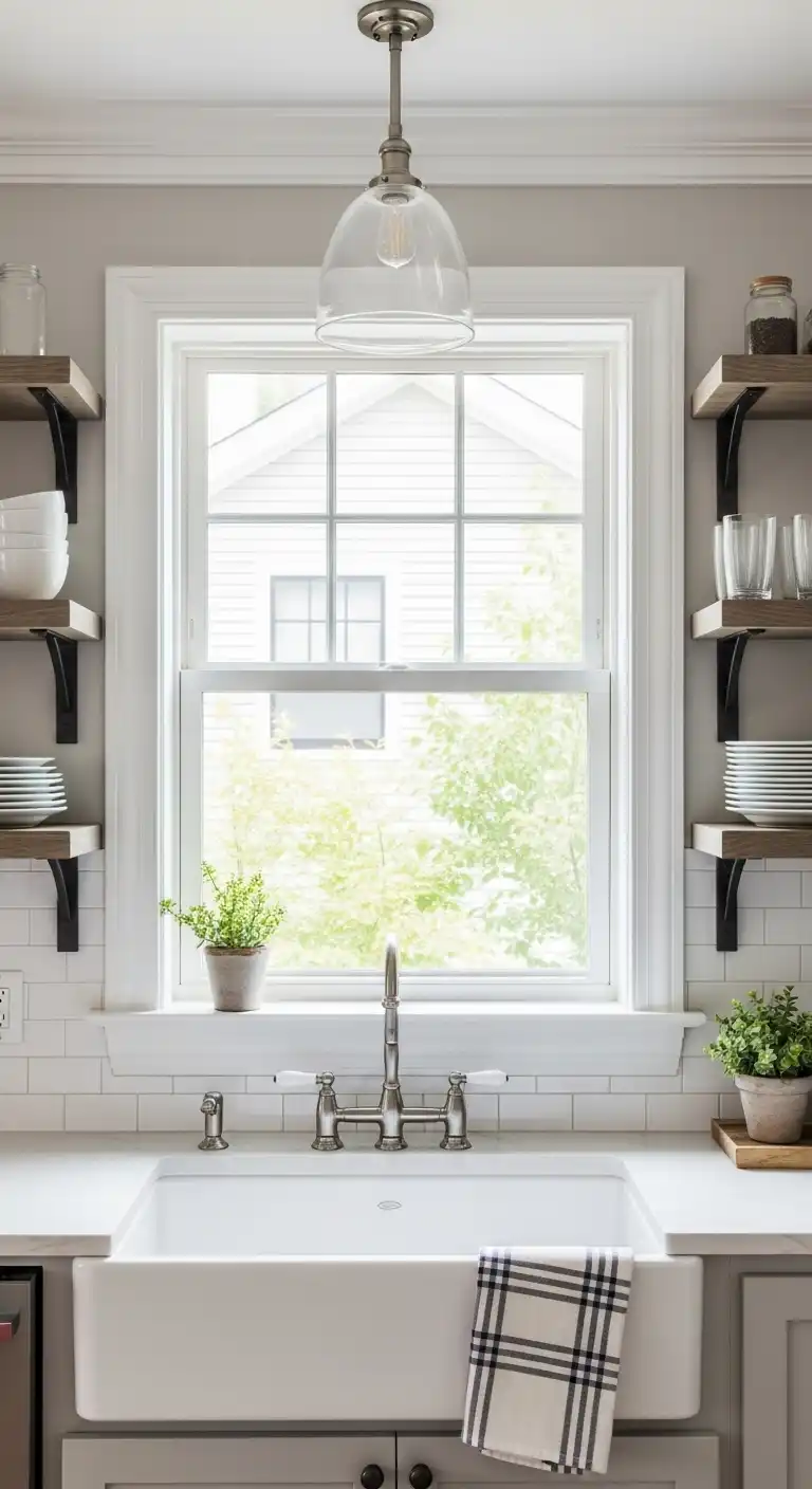 Kitchen Window Ideas Over the Sink: 17 Stylish Inspirations 11 10. Open Shelving with Dish Display