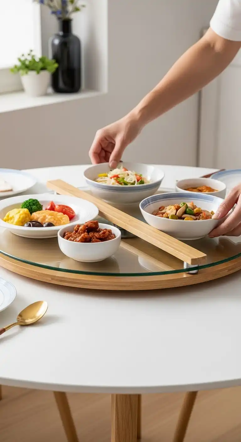 11 Use a rotating Lazy Susan for shared meals