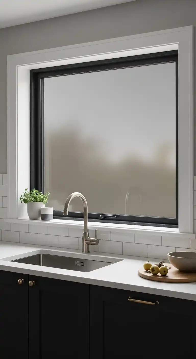 Kitchen Window Ideas Over the Sink: 17 Stylish Inspirations 12 11. Tinted Glass for a Modern Edge